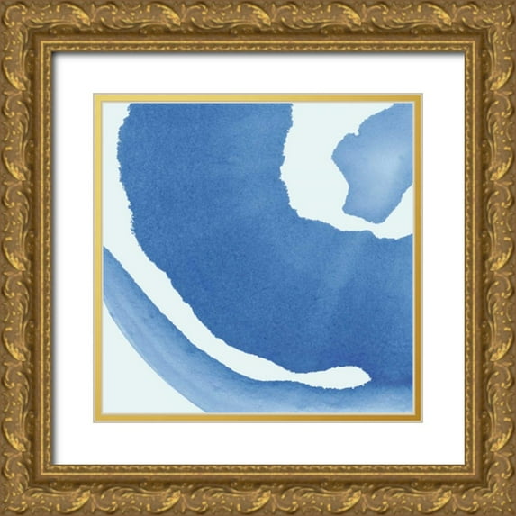 Rhue, Piper 12x12 Gold Ornate Wood Framed with Double Matting Museum Art Print Titled - Batik Blue III