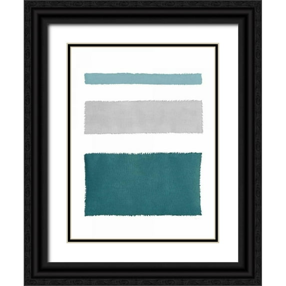 Rhue, Piper 15x18 Black Ornate Wood Framed with Double Matting Museum Art Print Titled - Painted Weaving IV Blue Green
