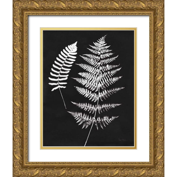 Rhue, Piper 15x18 Gold Ornate Wood Framed with Double Matting Museum Art Print Titled - Nature by the Lake Ferns V Black Crop
