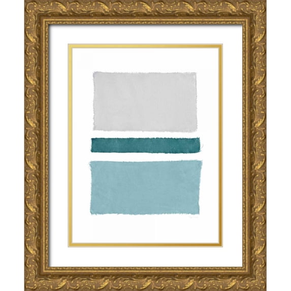 Rhue, Piper 15x18 Gold Ornate Wood Framed with Double Matting Museum Art Print Titled - Painted Weaving V Blue Green