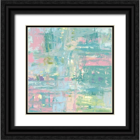 Rhue, Piper 26x26 Black Ornate Wood Framed with Double Matting Museum Art Print Titled - Islands Abstract II Pastel