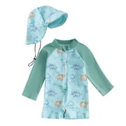 Rhuody 12-24 Months boy swimsuit Elegant Toddler Rash Guard Long Sleeve Swimwear Sunsuit Infant Bathing Suit Beachwear Light Green