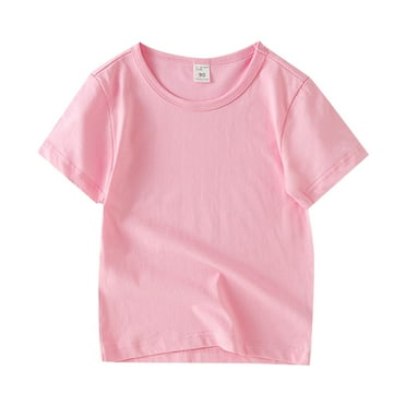 Rhuody 18-24 Months Toddler Clothes For Boys Girls Spring Short Sleeve Round Neck T Shirt Solid Color Fashion Tops Basic Daily Wear Pink