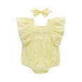 thumbnail image 1 of Rhuody 18-24 Months Toddler Clothes For Girls Square Neck Bodysuit Summer Solid Color Sleeveless Romper Classic Light Weight Playsuit Yellow, 1 of 8