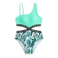 thumbnail image 1 of Rhuody 9-10 Years Swim Suits For Girls 1-Pieces Swimwear Floral Print Tropical Bathing Suit Beachwear Sweet Beach Wear Mint Green, 1 of 6
