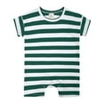thumbnail image 1 of Rhuody 9-12 Months　Baby Onesies For Boys Girls Stripe Prints Jumpsuit Festival Round Neck Short Sleeve Romper Fashion Summer Playsuit Green, 1 of 2