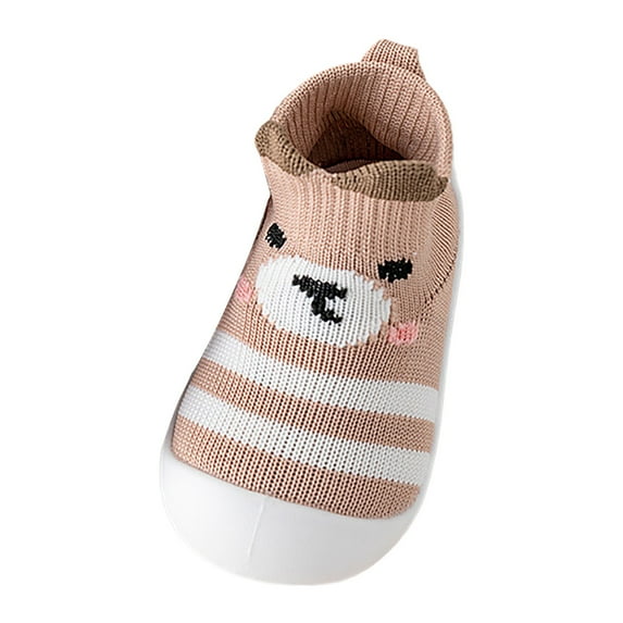 Rhuody Baby Boy Shoes Cartoon Animal Walking Knitted Sole Non Slip And Drop Proof Shoes Trend Daily Wear 3-6 Months Khaki