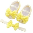 thumbnail image 1 of Rhuody Baby Shoes Girl Solid Color Sole Pearl Dress Flower Princess Shoes Adorable Daily Wear 6-9 Months Yellow, 1 of 7