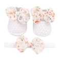 thumbnail image 1 of Rhuody Ballet Shoes For Girls Hair Band Set Bow Princess Soled Walking Shoes Comfortable Daily Wear 3-6 Months White, 1 of 5