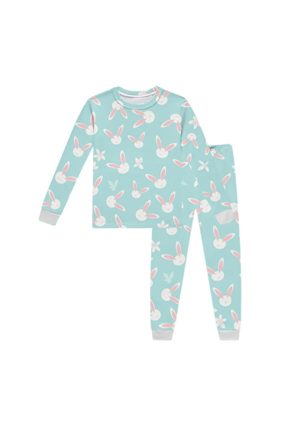 Boy Easter Outfits Long Sleeve Pajama Set Top And Pants Bunny Printed Homwear Crewneck Sleepwear Cute Summer Wear Beige 3 Years