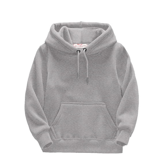 Rhuody Boy Fall Sweatshirts Kids Child Solid Color Long Sleeve Patchwork Hooded Thickened Warm Sweatshirt Pullover Blouse Outfits Clothes Soft Tops Grey 8-10 Years