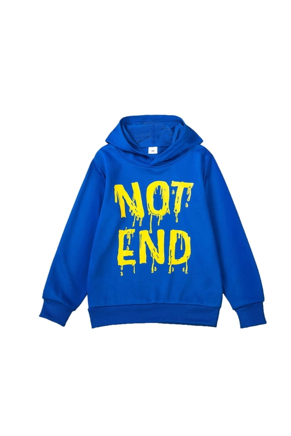 Boy Fall Sweatshirts Long Sleeve Hoodies Knit Pullover Sweatshirt With Reflective Print Tops Classic Tops Blue 12-13 Years