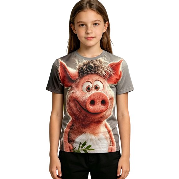 Rhuody Boy'S Tops O Neck Graphic Prints Short Sleeve Tee 7-8 Years Grey