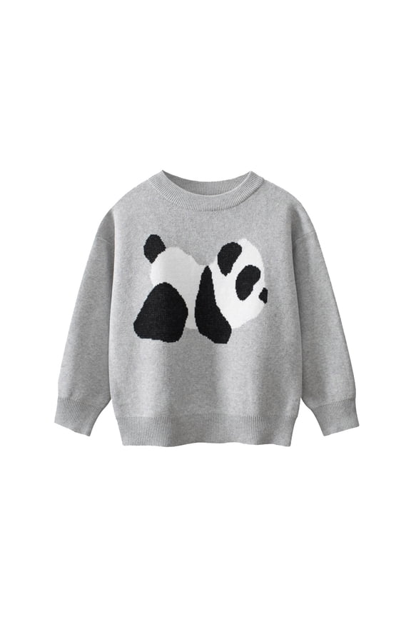 Boy Sweaters Long Sleeve O Neck Top Cartoon Pattern Sweaters Fashion Wear 5-6 Years Grey