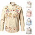 thumbnail image 1 of Rhuody Boy Tops Lapel Long Sleeve Flower Graphic Blouse 5-6 Years Khaki, 1 of 4