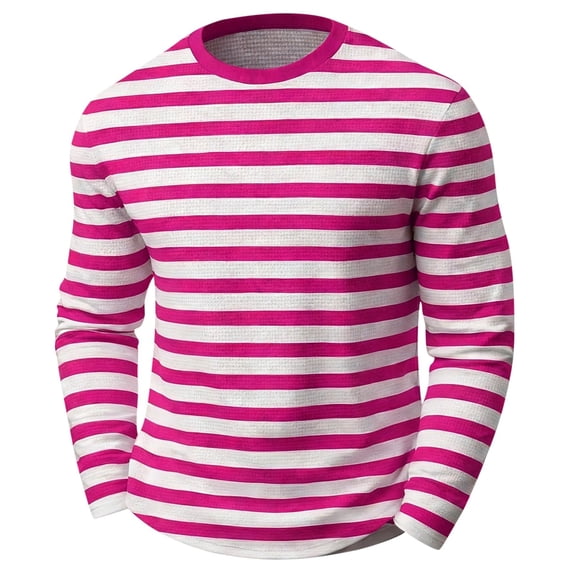 Rhuody Boy Tops Mardi Gras Round Neck T Shirt Short Sleeve Tee Stripe Prints Blouse Comfortable Boy Summer Tops 5-6 Years Hot Pink