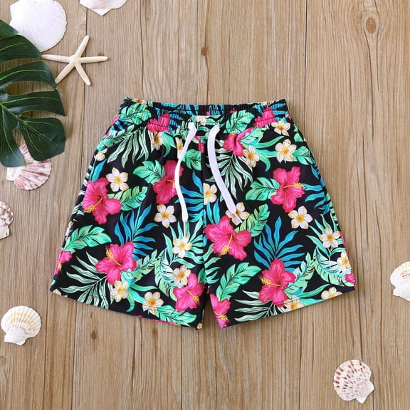 Rhuody Boy's Swim Trunks Elastic Waist Swimsuit Set Cartoon Graphic Bikini Matching Sets Adorable Bathing Suit Blue 2-3 Years