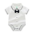 thumbnail image 1 of Rhuody Boys Clothes 6-9 Months Lapel Bodysuit Solid Color Cartoon Prints Short Sleeve Romper Leisure Spring Summer Casual Daily Wears A, 1 of 7