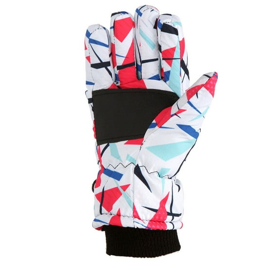 Rhuody Boys Girls Gloves Winter Outdoor Kids Snow Skating Snowboarding Windproof Warm Ski Camouflage Gloves Durable Simple Style Daily Wear White L