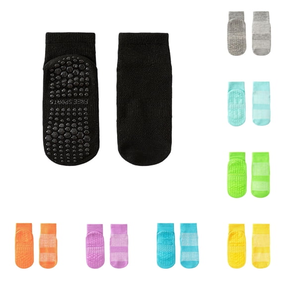 Rhuody Boys Girls Socks Baby Non Slip For Toddlers Breathable Mesh Grip Sole Learning Walking Soft Comfortable Indoor Outdoor Play For Toddlers And Kids Ankle Socks Black