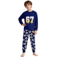 thumbnail image 1 of Rhuody Boys Pajamas Long Sleeve Top And Pants Sleepwear Graphic Printed Crewneck 2Pieces Pj'S Set Casual Clothes Blue 4-5 Years, 1 of 4