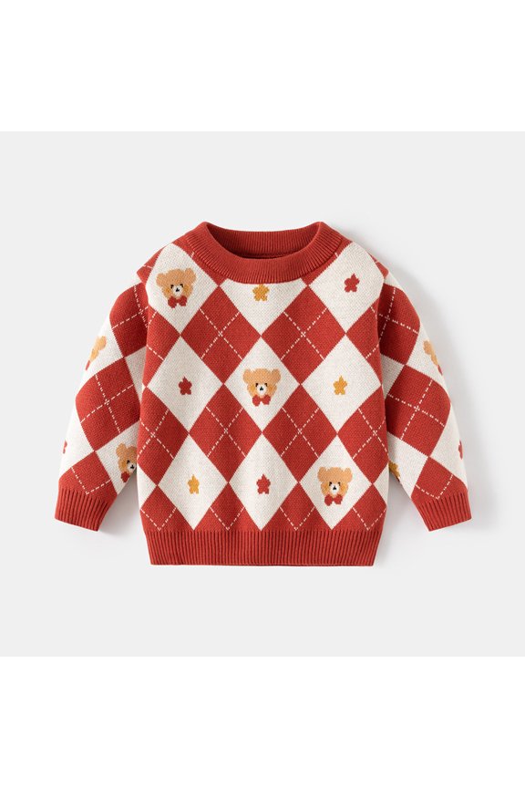 Boys Sweaters Long Sleeve O Neck Top Cartoon Pattern Cardigan Handsome Clothing 6-7 Years Orange