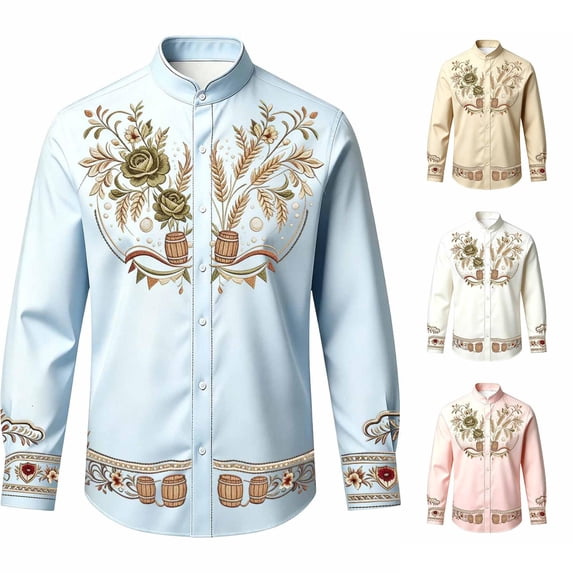 Rhuody Boys Tops Lapel Graphic Prints Long Sleeve Blouse 5-6 Years Light Blue