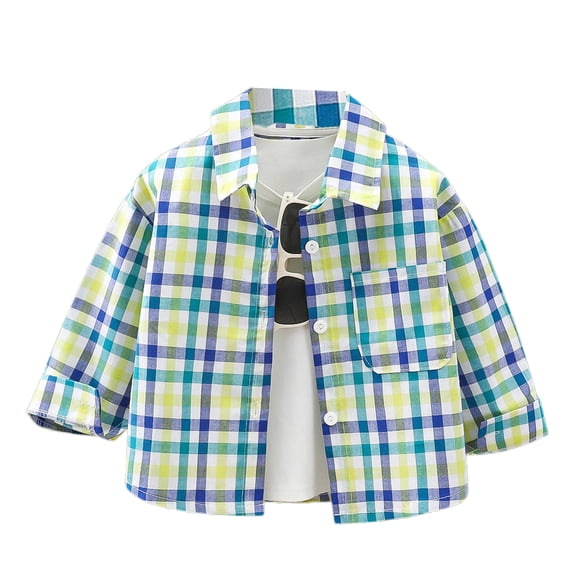 Rhuody Boys Tops Long Sleeve Loose Fit Tops Tees For Toddler And Youth Lapel Blouse Cute Clothes Dark Green 4-5 Years