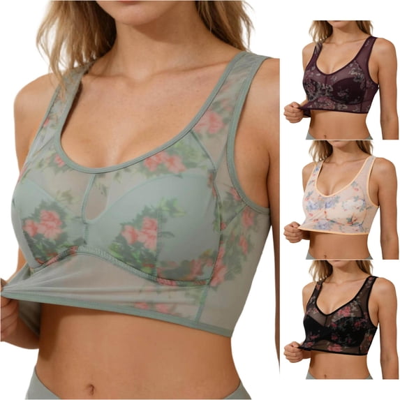 Rhuody Bras For Women Ice Silk Lace Comfort Bra Ellebloom Bra For Seniors Sagging Wire Bra Soft Casual Undergarment