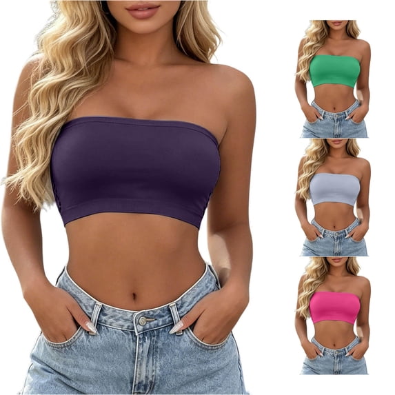 Rhuody Bras For Women Strapless Bandeau Bra Wireless Stretchy Seamless Nonâ Lining Ladies UnderâGarment Basic Casual Undergarment