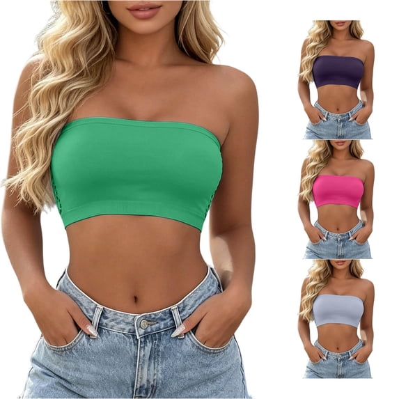 Rhuody Bras For Women Strapless Bandeau Bra Wireless Stretchy Seamless Nonâ Lining Ladies UnderâGarment Retro Undergarment For Office Work And Daily Commute