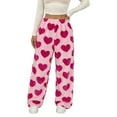 thumbnail image 1 of Rhuody Casual Pants For Womens High Waist Valentineday Heart Print Flannel Pants For Cozy Winter Wide Leg Trousers Relax Fit Clothes Red Xl, 1 of 4