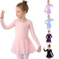 thumbnail image 1 of Rhuody Child Girl Dress Long Sleeve Ballet Leotards Solid Color Crew Neck Dance Dresses Simple Wear Pink, 1 of 7