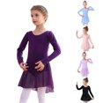 thumbnail image 1 of Rhuody Child Girl'S Dress Long Sleeve Ballet Leotards Solid Color Crew Neck Dance Dresses Basic Wear Dark Purple, 1 of 8
