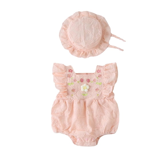 Rhuody Clothes For Girls 0-3 Months Sleeveless Solid Color Bodysuit Round Neck Relax Fit Romper Spring Summer Casual Daily Wears Pink
