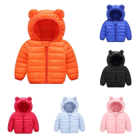 Rhuody Coats For Boy 18-24 Months Winter Long Sleeve Cartoon Graphic Hooded Zipper Windproof Jacket Retro Wear