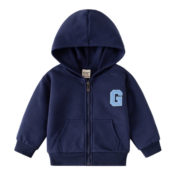 Rhuody Coats For Boys 4-5 Years Long Sleeve Hooded Cartoon Pattern Zipper Jacket Leisure Clothing