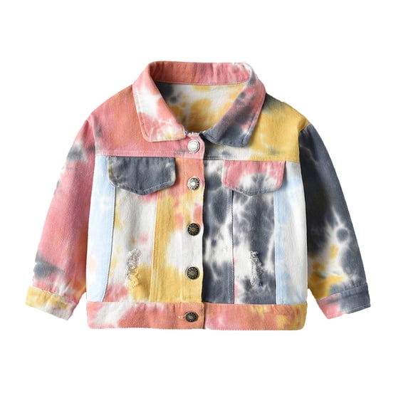 Rhuody Coats For Girl 6-9 Months Autumn Windproof Long Sleeve Windproof Denim Jacket Graphic Prints Outerwear Simple Playwear