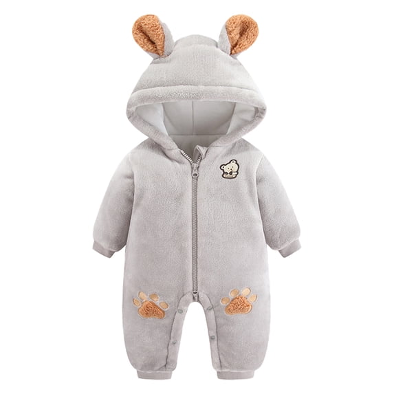 Rhuody Coats For Girl 9-12 Months Winter Zipper Warm Hooded Romper Jumpsuit Long Sleeve Cartoon Graphic Jacket Elegant Playwear