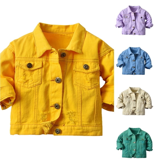Rhuody Coats For Girls 4-5 Years Autumn Long Sleeve Solid Color Outerwear Windproof Windproof Jacket Soft Clothing