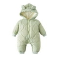thumbnail image 1 of Rhuody Coats For Girls Long Sleeve Baby Snowsuit Newborn Winter Clothes Jumpsuit Infant Boys Girls Hooded Jacket Caual Cute Outerwear Green 0-3 Months, 1 of 4