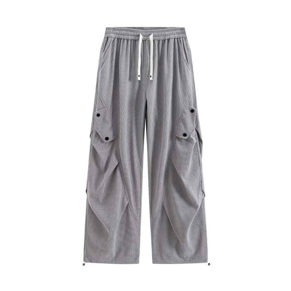 Rhuody Comfy Pants Men 2025 Retro Pleated Straight Leg Athletic Pants Workout Track Pants Traning Pants Joggers For Men Gym, Running Loose Fit Trousers Lightweight Daily Wear Grey L