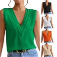 thumbnail image 1 of Rhuody Cute Tops For Women Sleeveless Summer V Neck Solid Color Tank Tops Wear Green, 1 of 5