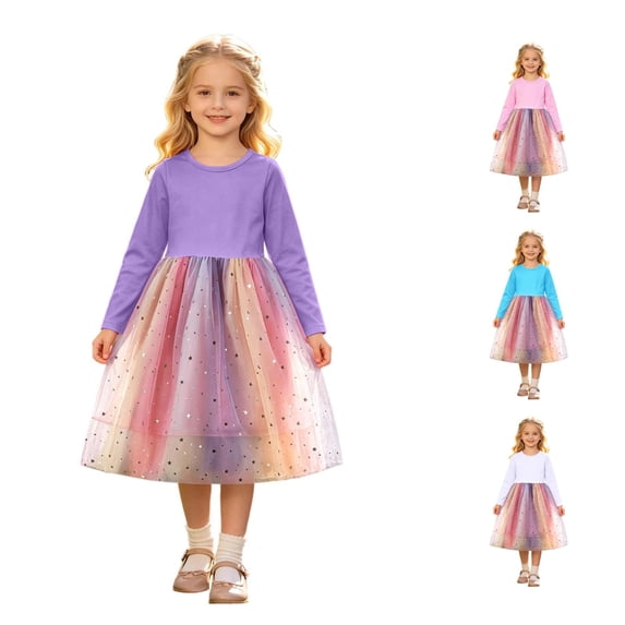 Rhuody Dresses For Girls Long Sleeve Dress Tutu Skirt For Autumn Children Party Wear Leisure Wear