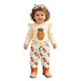 thumbnail image 1 of Rhuody Easter Outfits For Girls Boys Girls Long Sleeve Carrot Embroider Romper Bodysuit Pants Headbands Round Neck Nightwear Trend Wear 0-3 Months White, 1 of 9