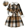 thumbnail image 1 of Rhuody Fall Dresses For Girls Long Sleeve British Style Plaid Dress With Detachable Hood Autumn Winter School Party Outfit Adorable Classic Girl Clothes Brown 9-10 Years, 1 of 8