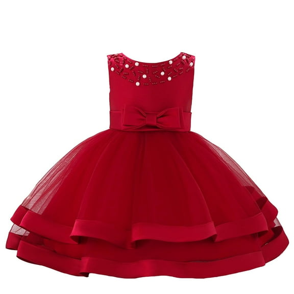 Rhuody Flower Girl Dresses Sleeveless Flower Dresses For Wedding Party Pageant Dress Solid Color Sundress Toddler Sweet Daily Outfits red 12-18 Months