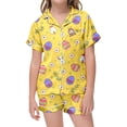 thumbnail image 1 of Rhuody Girl Easter Outfits Short Sleeve Button Down 2 Piece Children'S Pajama Set With Bunny Egg Print Shirt Shorts Pajama Set Basic Spring Clothes 8-9 Years Yellow, 1 of 6