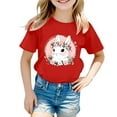 thumbnail image 1 of Rhuody Girl Easter T Shirts Round Neck Tops Short Sleeve Shirts Cartoon Bunny Prints Tee Elegant Clothes 6-7 Years Red, 1 of 3