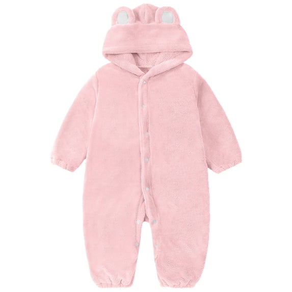 Rhuody Girl Romper 1-2 Years Long Sleeve Romper And Jumpsuit Playwear Hooded Sleeper Outfit For Toddlers And Kids All Day Home Wear Attire Lovely Onesies Simple Pink